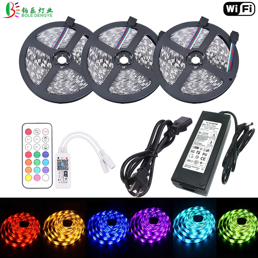 

WIFI RGB 5050 LED Strip 60LED/M Magic LED Tape Waterproof RF Remote Controller 12V LED 10A Power Supply Strips Light