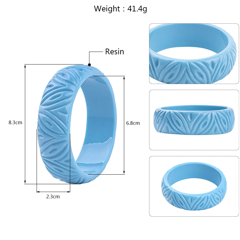 Classic Resin Engraved Flowers Fashion Bracelets Bangles for Women Acrylic Wide Female Bracelets Charm Cuff Bangles New Jewelry (5)