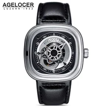 Agelocer Brand Relogio Masculino Automatic Watch 100% Cowhide Watchband Sport Wrist Watch Men Stainless Steel Waterproof 50M