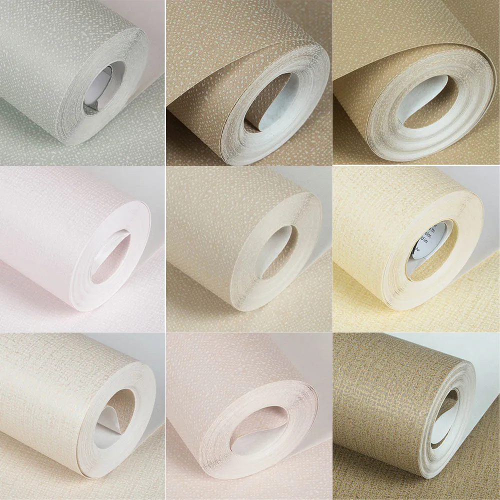 Modern Plain Linen Texture Wallpaper Bedroom Realistic Wallcovering | Дом и сад