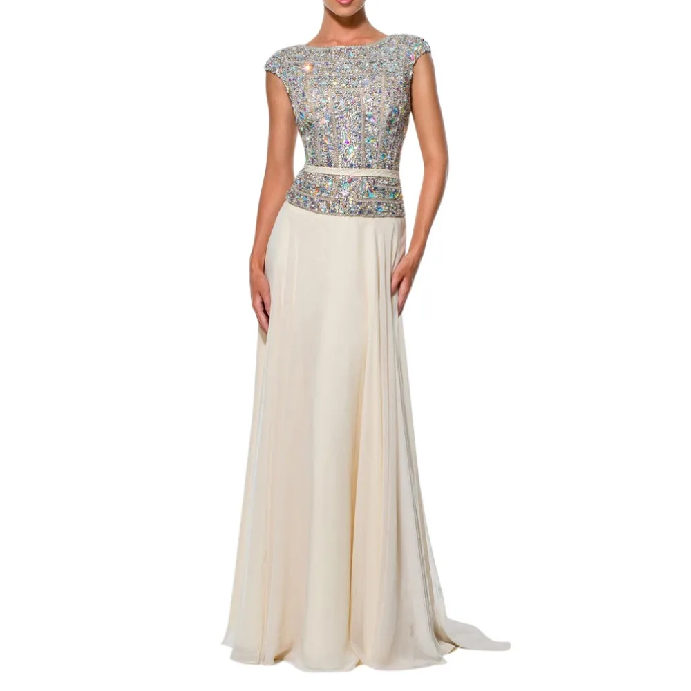 2016 new selling women's short sleeve crystal Cape Town beaded evening