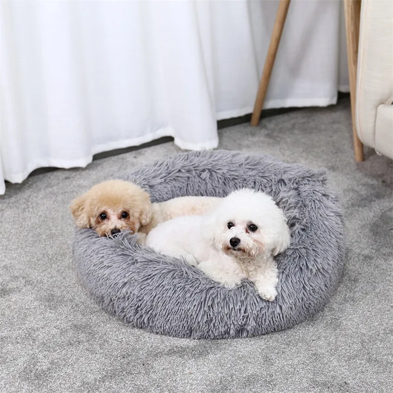 Luxury Shag Fuax Fur Donut Cuddler Round Donut Cat and Dog Cushion Bed