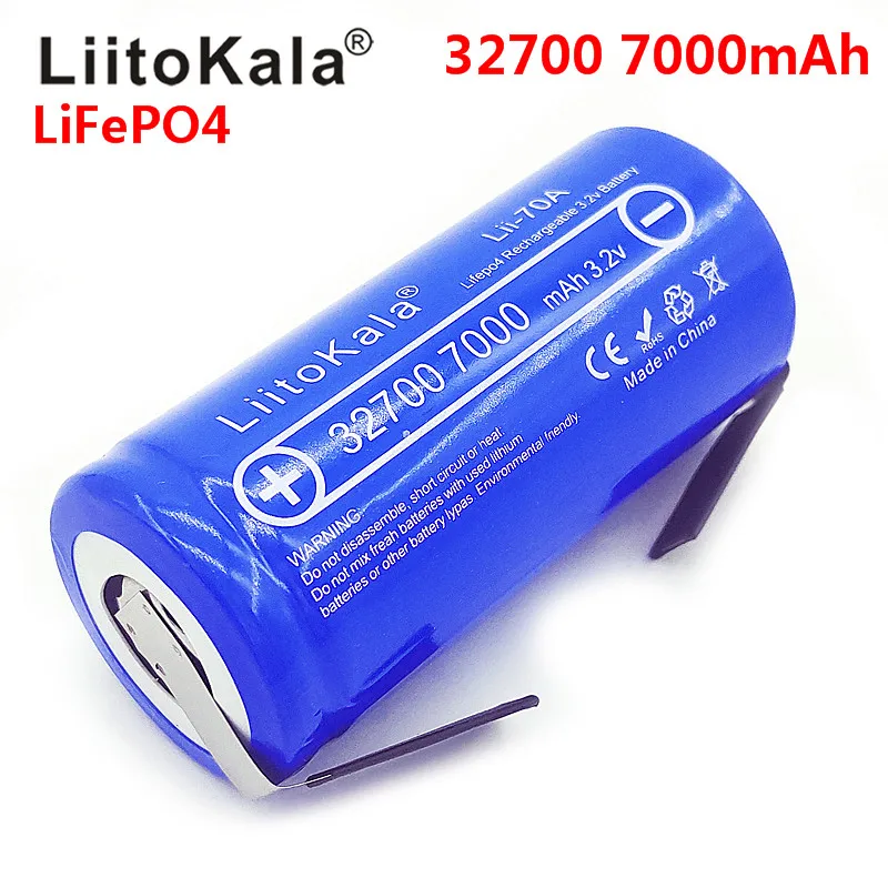 LiitoKala 3,2 V 32700 7000mAh 6500mAh LiFePO4 батарея 35A непрерывный разряд максимум 55A батарея высокой мощности+ никелевые листы
