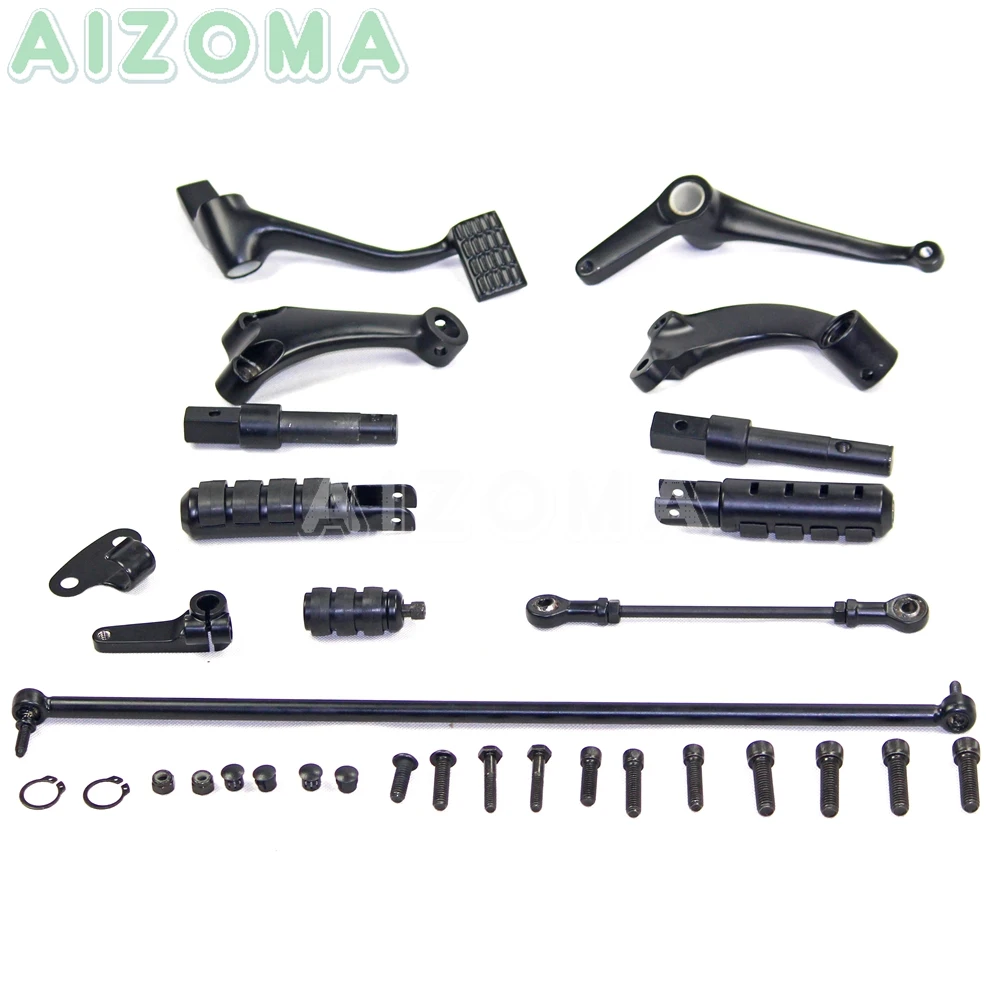

Matte Black Forward Controls Kit with Foot Pegs Levers Linkage for Harley Sportster XL 883 1200 Custom Forty-Eight 2004-2013