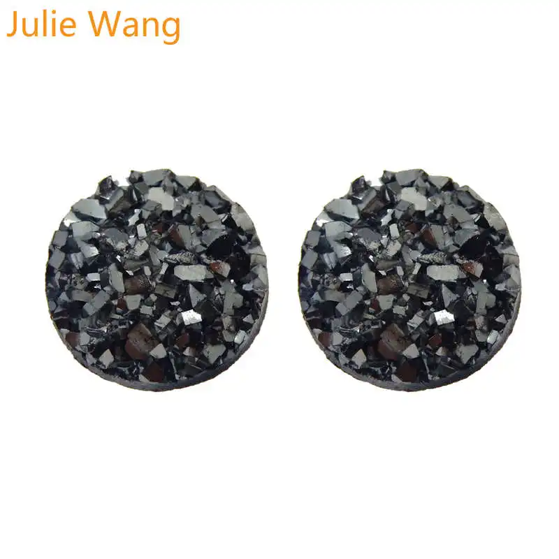 Julie Wang, 100 шт, 8 мм, резиновые друзы, круглые Кабошоны, камея для шармов, ювелирные браслеты и кулоны, изготовление аксессуаров - Цвет: 8mm J