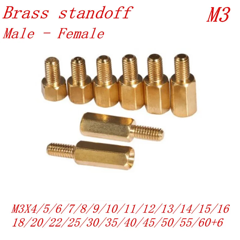 M3 мужской женский латунный противостояние прокладка M3(4-60)+ 6 медных шестигранных шпильок полый столб m3*(4-60)+ 6 мм