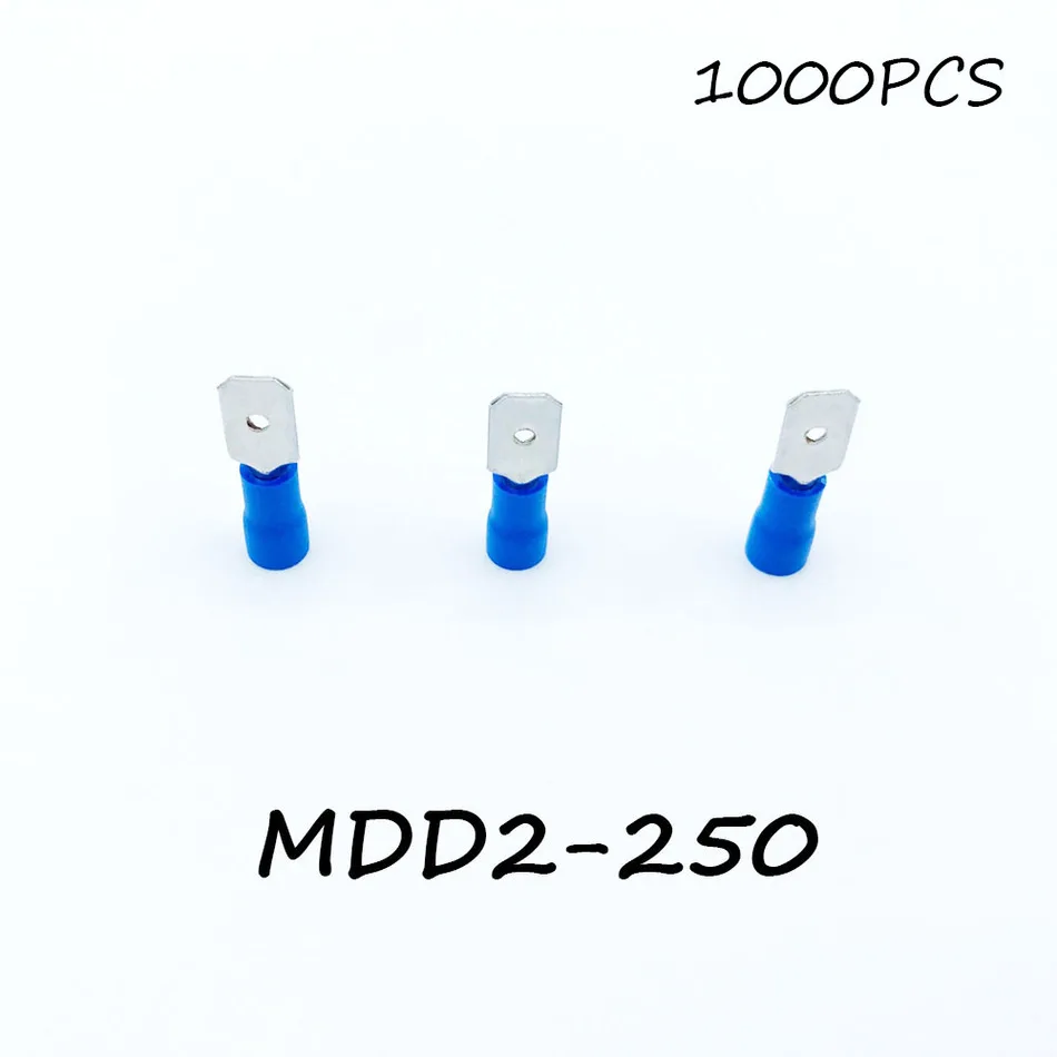 

Insulated Male Disconnector MDD2-250 1000PCS/Pack Blue Spade Quick Electrical Connector Crimp Wire Terminal AWG Terminator