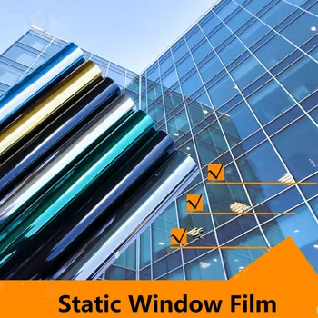 

SUNICE Black One-way Vision Mirrored Film Solar Tint Film Static Cling Window Film Privacy Protection/Heat Reduction/Decoration