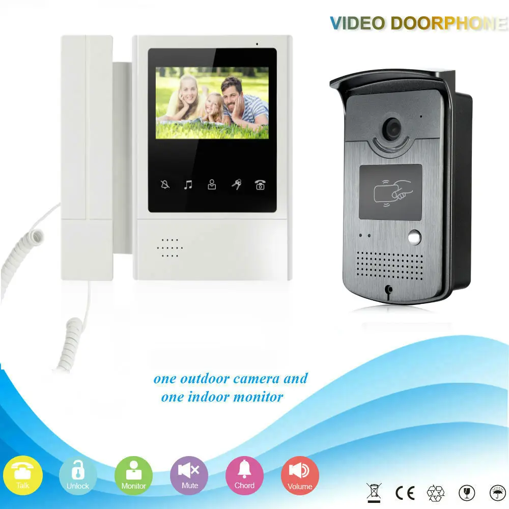 Yobang безопасности видеодомофон 4,3 ''дюймовый проводной видео дверной звонок Speakephone домофон RFID Управление доступом ИК камера комплект