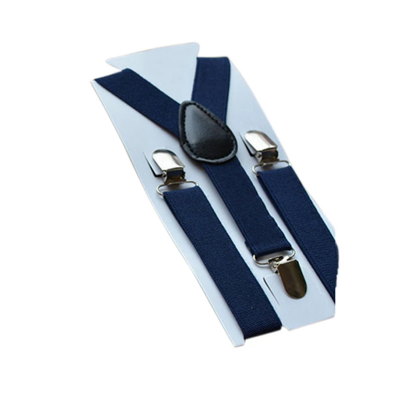 Navy Blue 2,5 см мальчик заколка для девочек на Эластичные подтяжки Детские подтяжки аксессуары цвета - Цвет: Navy Blue