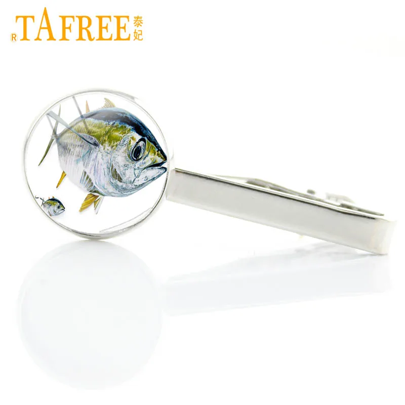 Шарм от TAFREE blue sea Fish Tunas Зажимы для галстука изысканный стеклянный кабошон ручной
