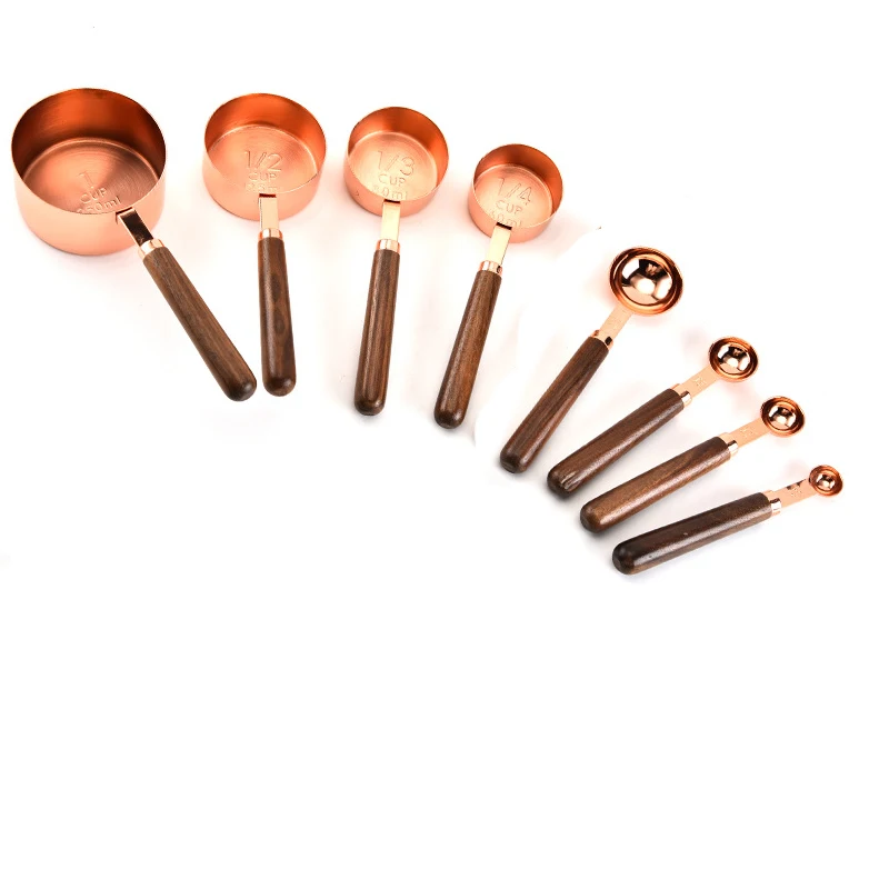 

Copper Measuring Cup and Spoon Stackable Set of 8,Rose Gold,Copper-Plated Top-Quality Stainless Steel,Satin + Mirror Polish.