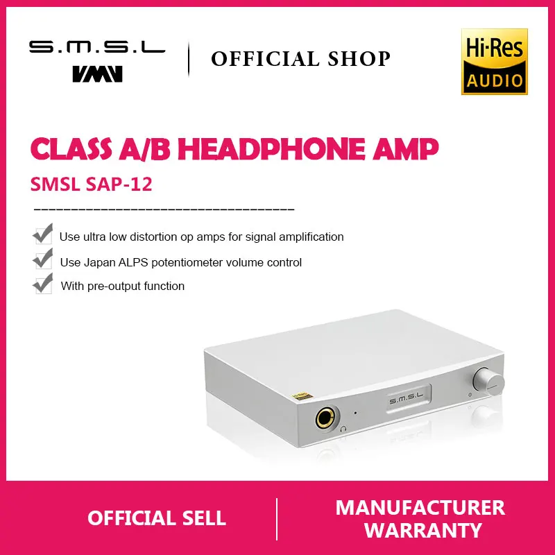 SMSL SAP-12 Hifi Class A/B Headphone Amplifier Power Audio Portable Amplificador 6.35mm Headphone Amplifier with DAC M8A
