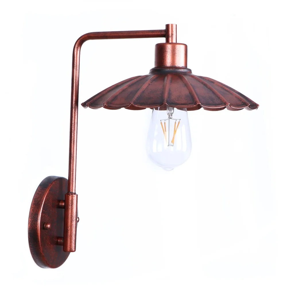 

Rusty American Village Wall Lamp E27 Bulb with lampshade Iron restaurant led wall lamp Bedroom wall light RWL0027