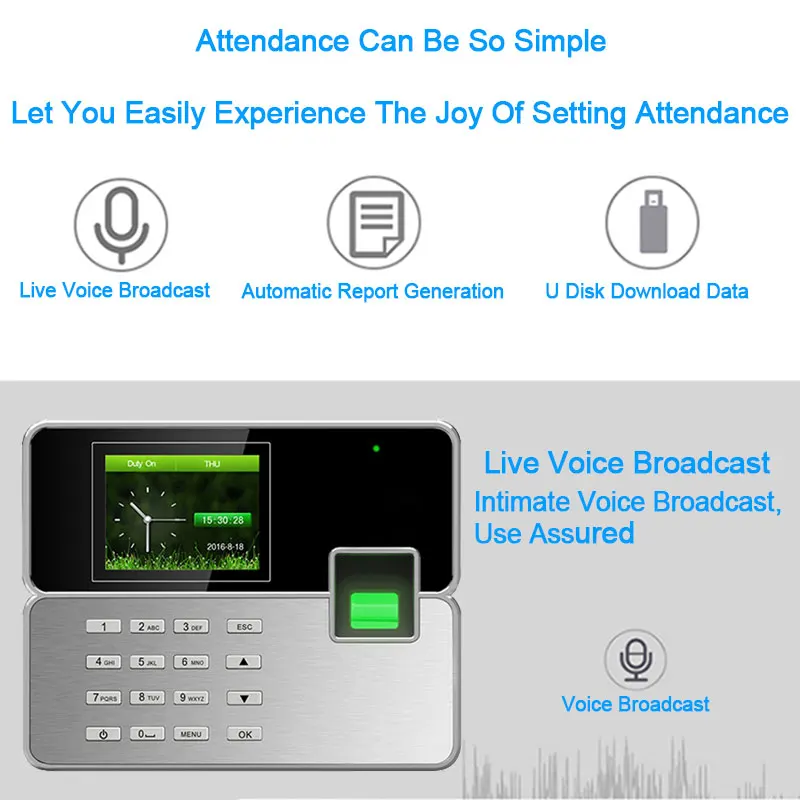 OULET Biometric Time Attendance System TCP/IP USB Fingerprint Reader Access Control System Attendance Clock Employees Device    