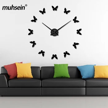 

muhsein Self Adhesive Wall Watch Wall Clocks Horloge 3d Diy Acrylic Mirror Stickers Home Decoration Living Room Quartz Gift