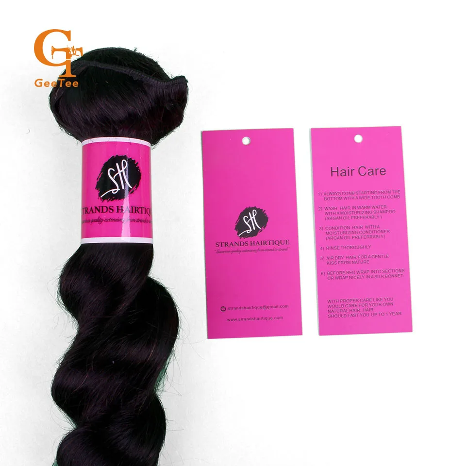 Custom Logo Virgin Hair Extensions Bundle Packaging Hang Tag And
