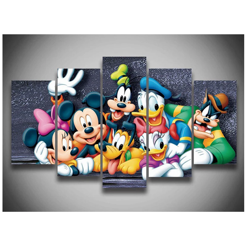 

5Pcs 3D Full Round Diy Diamond Painting Cross Stitch Pattern Diamond Embroidery Cartoon Mickey Mouse Duck Room Decor