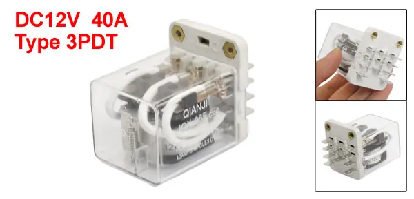 JQX-38F DC 12V Coil 11 Pin 3PDT PCB Type Power Relay 40A