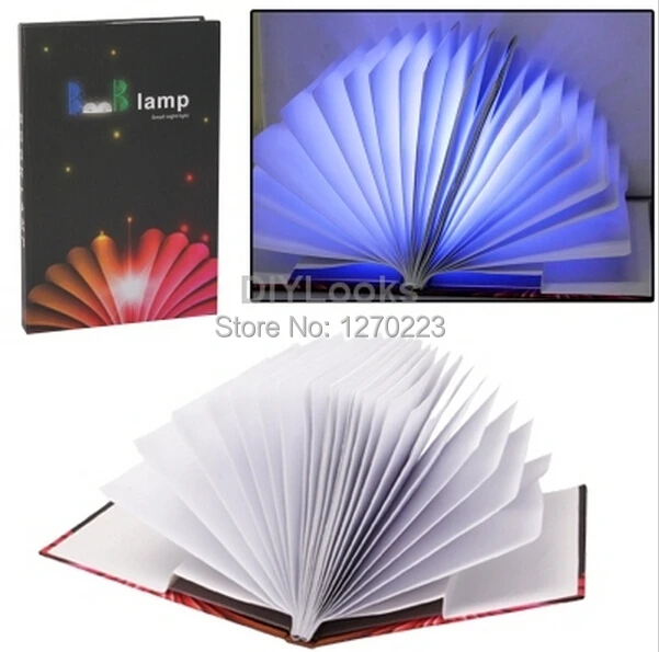 Free shipping Blue Creative Book Shape LED USB Night Light Book Lamp