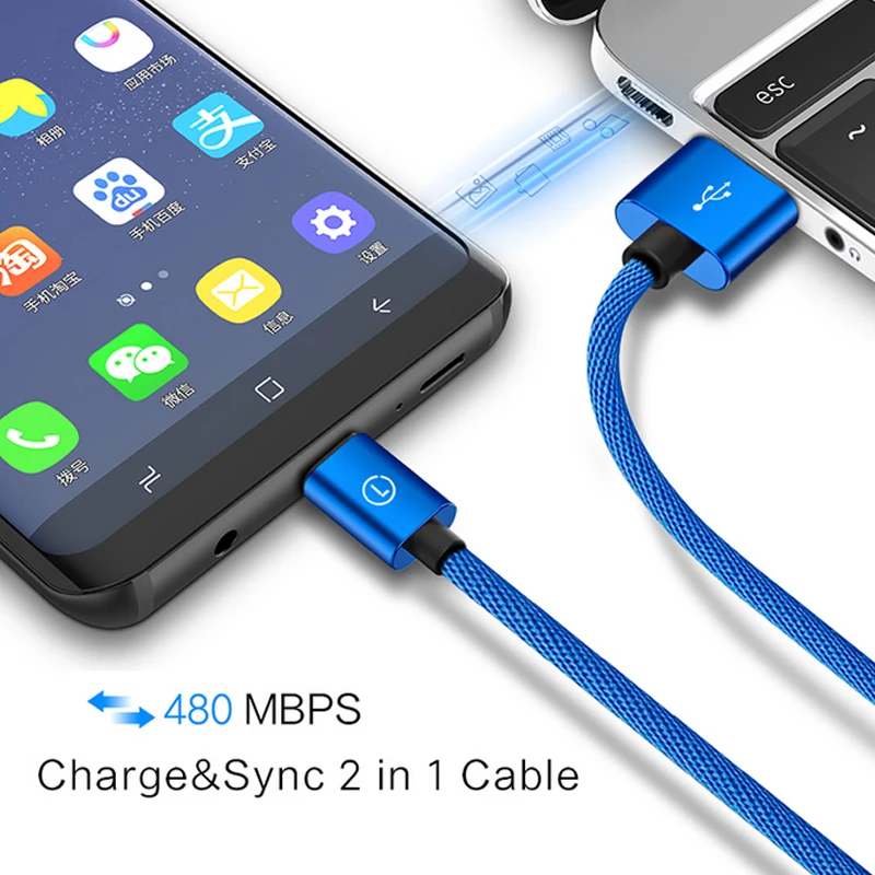 LINGCHEN Cable Micro Usb para Xiaomi Redmi Note 5 2.1A rápido Cable de carga de Nylon Cable Micro Usb Cables de teléfono móvil para Android Huawei