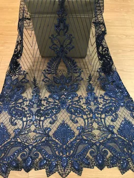 

2018 High Quality African Lace Fabrics/French tulle Embroidery Sequins Lace Fabric For Nigerian Wedding Dress