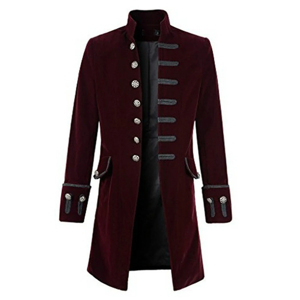 

Fashion Men's Trench Coat 2019 Autumn Winter Steampunk Long Sleeve Coats Outwear Retro Solid Color Male Trench Overcoat Casaco