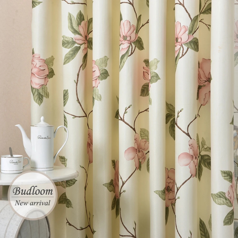 Modern Designed American Style Printed Flower Curtains For Living Room Window Drapes For Bedroom