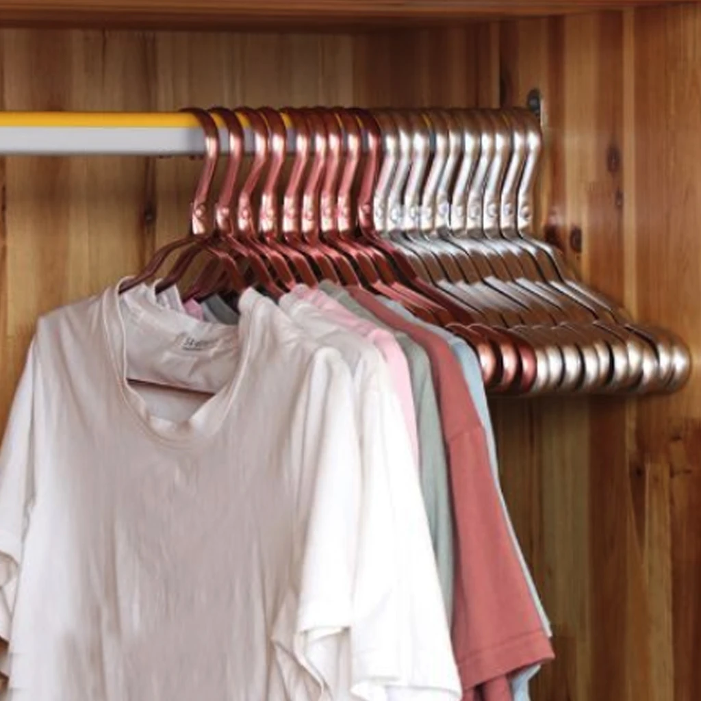 

5Pcs Anti-Rust Windproof Clothes Rack Anti-Slip Clothing Hanger Thicker Aluminum Alloy Drying Racks Home Seamless Hanger J09