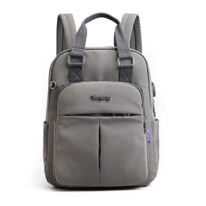 DIZHIGE брендовый Повседневный Большой Вместительный нейлоновый женский рюкзак школьная сумка высокого качества для женщин с несколькими карманами Женская дорожная сумка на молнии - Цвет: Grey