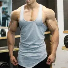 Спорт Бег Для мужчин тренажерный зал майки для бодибилдеров топ, жилет одноцветное с глубоким вырезом из джерсовой ткани детский комбинезон спортивная рубашка без рукавов 0720