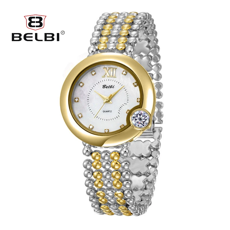 Женские кварцевые часы BELBI с бриллиантовым циферблатом из сплава высокое