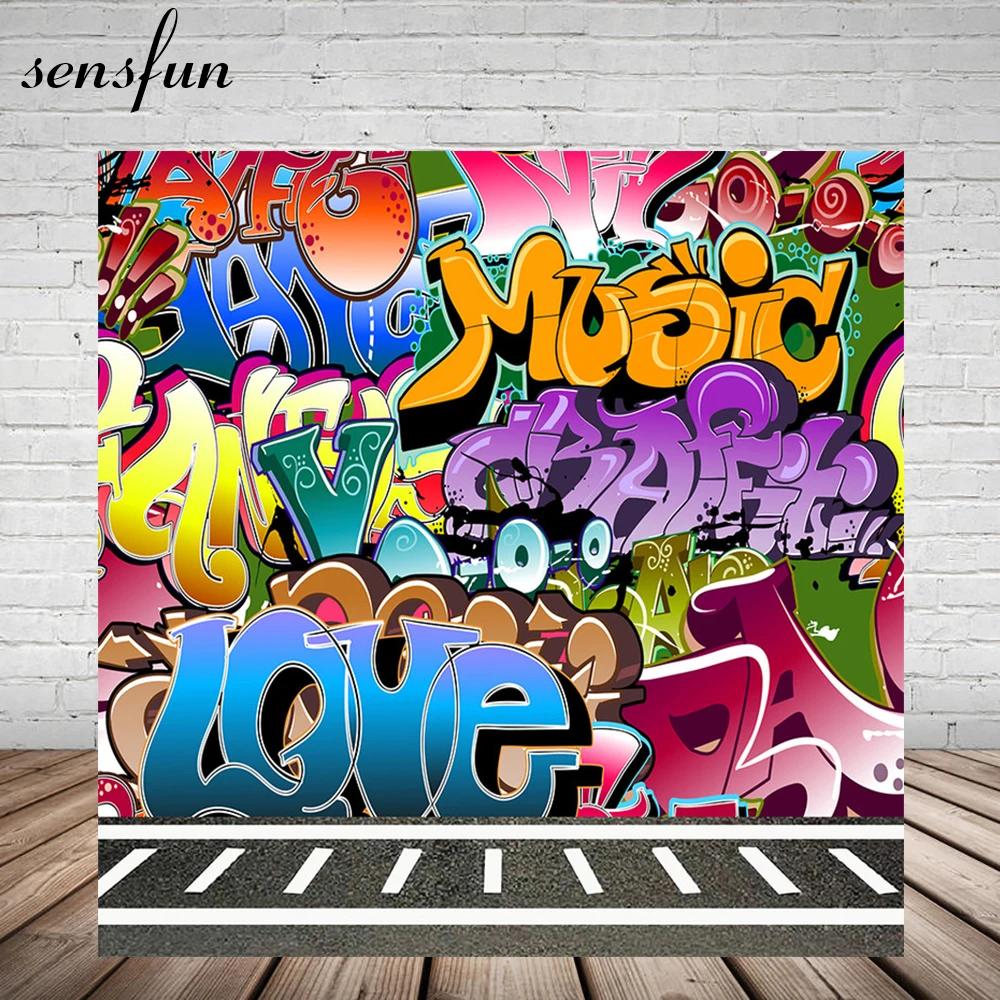 

Sensfun Graffiti Photography Backdrops Custom Rock Birthday Party Backgrounds For Photo Studio Photocall