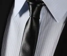 LET2 black Leather Tie Casual Classic Fashion Skinny font b Slim b font Solid Men Necktie