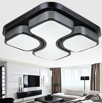 

4 Lights Black Iron Art Acrylic Modern LED Ceiling Light,Bulb Included,For Living Room Home Lighting,Lustres De Sala Teto