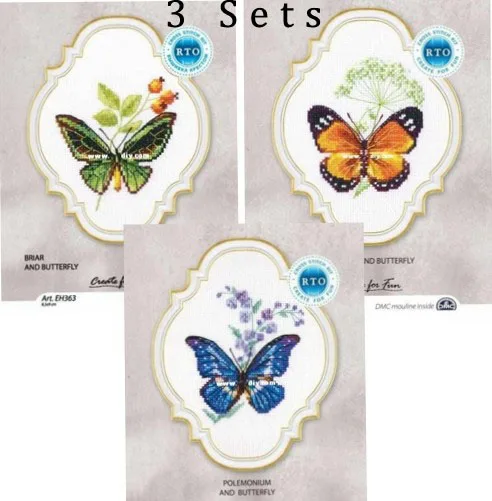 Золотая коллекция Прекрасный Счетный Набор для вышивки крестом rto бабочки в зеленый оранжевый синий 3 комплекта