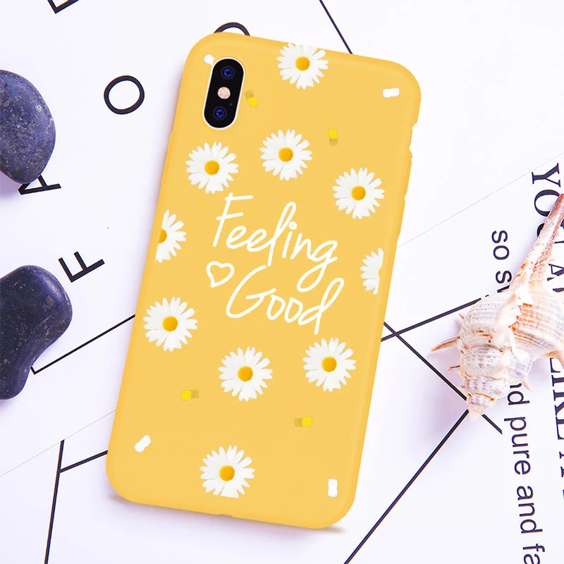 

Pattern Floral Cute Daisy Phone Case For iPhone 5 5s SE XS MAX XR 6 6S Plus Yellow Soft silicone Phone Cover For iPhone 8 7