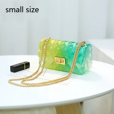 Clear Colorful Transparent jelly Bag Gradient Candy Color Crossbody Bags Designed Ladies Shoulder Chain Messenger Bag - Цвет: yellow green small