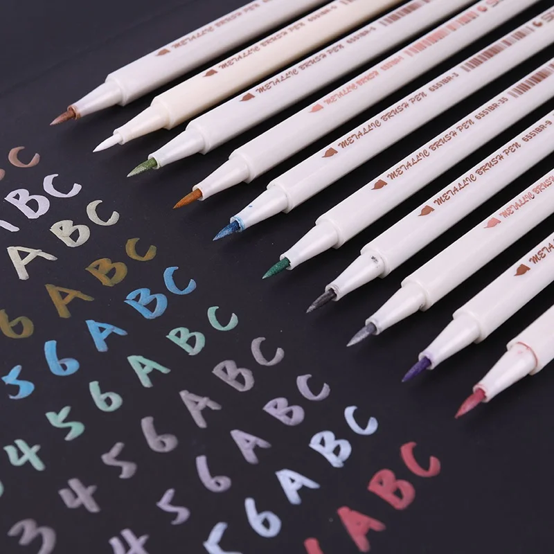 

1 PCS Mark Pen Decorative Soft Brush Graffiti Album Paint Pen Metallic Pearl Color Drawing Pen 10Colors