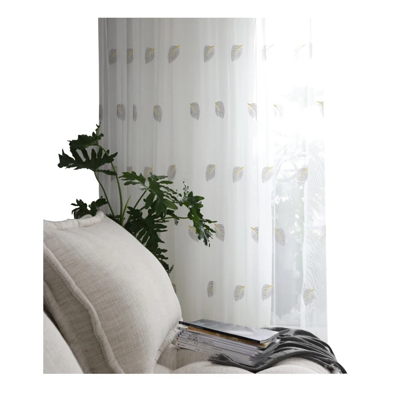 Европа современные листья Белый Тюль занавеска для окна для гостиной спальни Тюль штора из органзы тканевые шторы HP036D3