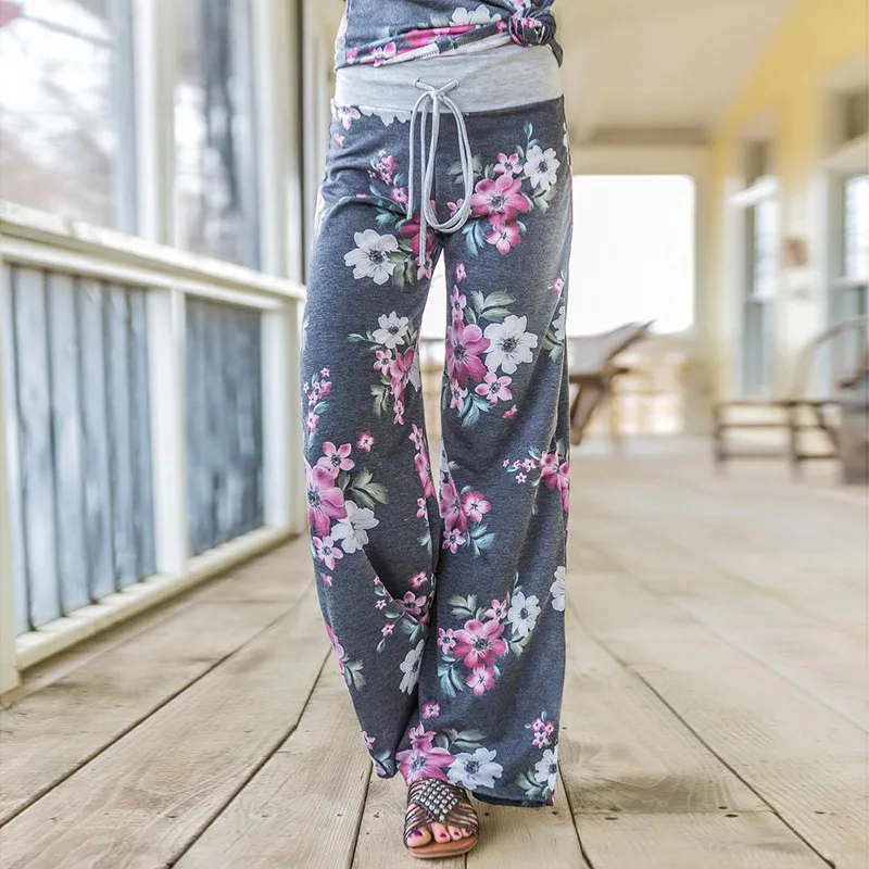 Женские пижамы размера плюс, модные длинные пижамные штаны, сексуальные свободные домашние штаны, женские ночные трусы - Цвет: 0902 Gray