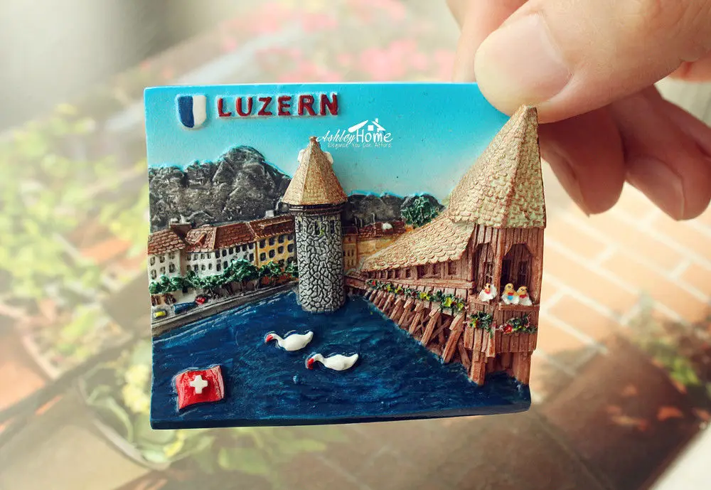 Switzerland Luzern Chapel Bridge Tourist Travel Souvenir 3D Resin