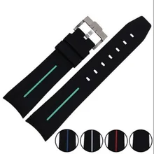 Резиновый ремешок водонепроницаемый Дайвинг изогнутый конец силиконовый ремешок для часов Omega Seamaster Планета Океан Speedmaster де Виль 20 мм Пряжка