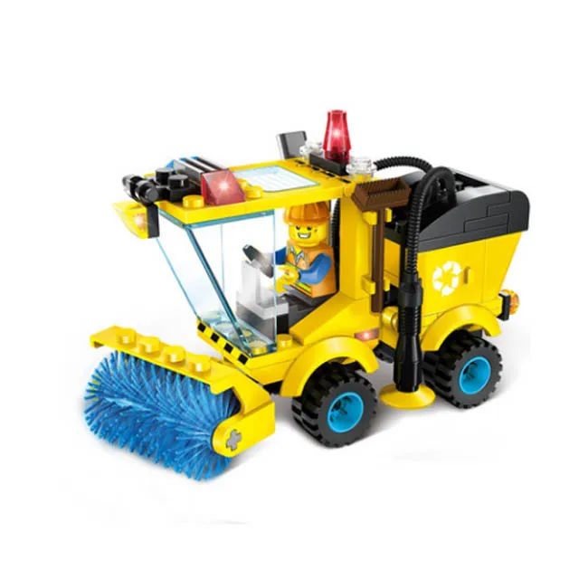 

City Construction Road Roller Forklift Truck Tractor Sweeper LegoINGs Building Blocks Sets Playmobil Bricks Toys for Children