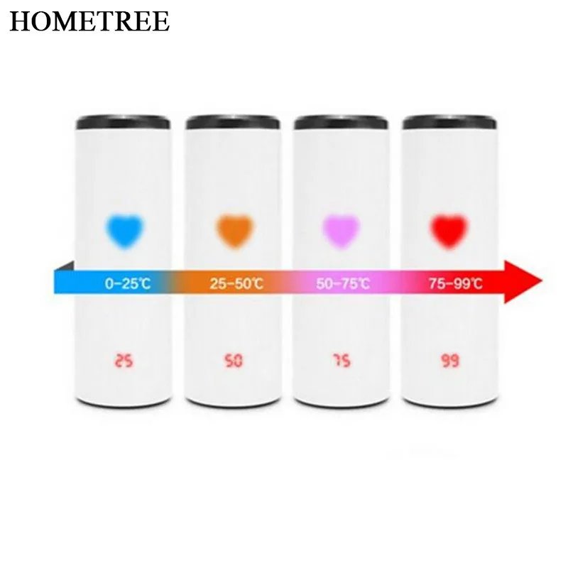 

HOMETREE Hot Sparkling Water Bottle Temperature Change Color Tea Cup Touch Sensing LED Display Love Warming Insulation Cup H309