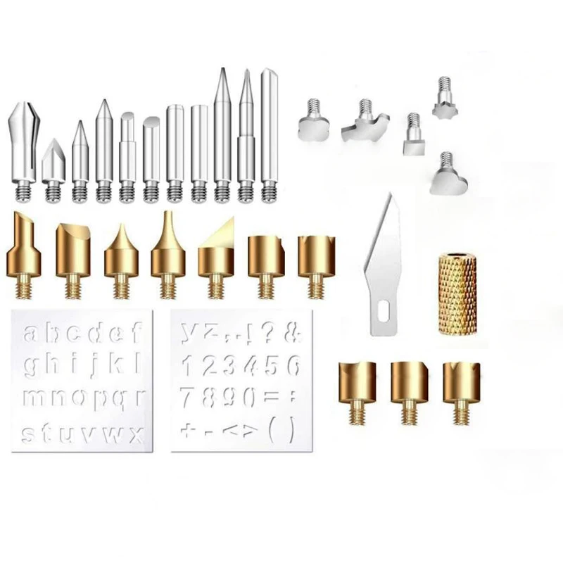

28pcs/lot Wood Burning Pen Tips Stencil Soldering Iron Tip for 60W AdjustableSoldering Iron Pyrography Woodworking Carving Tool