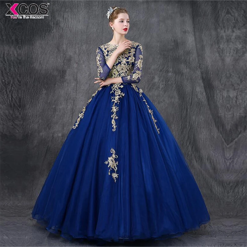 Королевское голубое праздничное платье три четверти рукава Кружевная аппликация из бисера милое бальное платье 16 платья Vestido 15 Anos