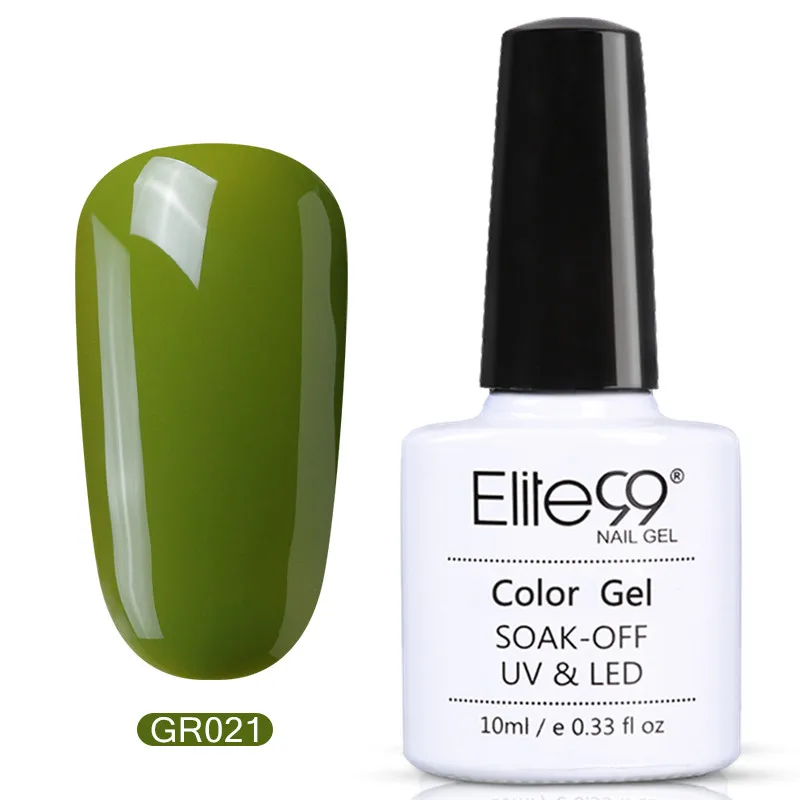 Elite99 Гель-лак серии зеленого цвета, долговечный Гель-лак для ногтей, вылечиваемый с УФ-лампой, светодиодный, основа, верхнее покрытие, Гель-лак, дизайн - Цвет: P-GR021