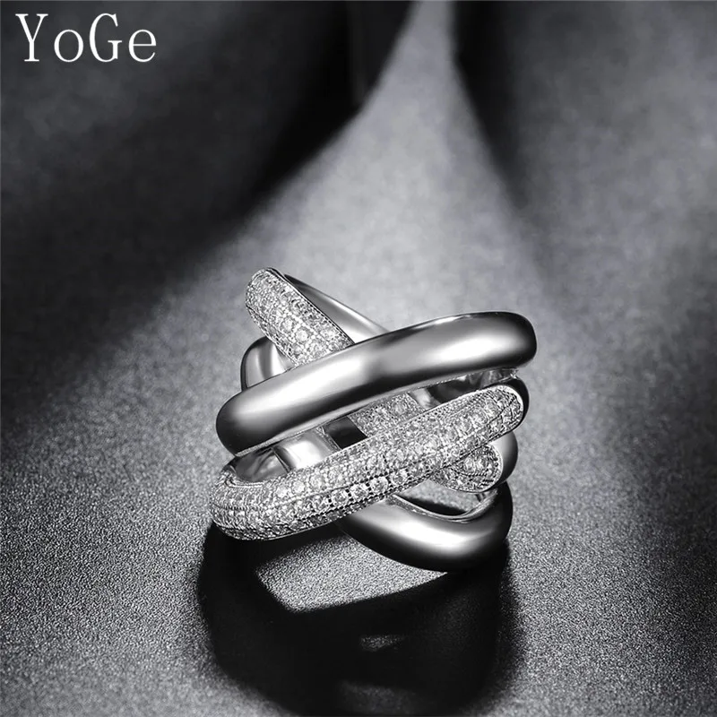 YoGe свадебные и вечерние ювелирные изделия, R7568 Роскошные AAA CZ Большие кольца