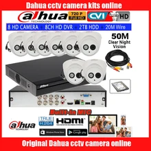 DAHUA 720 P ИК-камера наблюдения Встроенный микрофон HAC-HDW1100E-A купольная камера наблюдения 8CH HCVR5108HS-S3 камера CVI комплект HDD с проводом 20 м